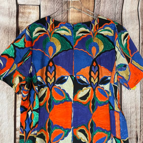 Kobi Halperin Dress Angie Mixed Print Stretch Poplin Orange Multi XL Geometric - Picture 5 of 7
